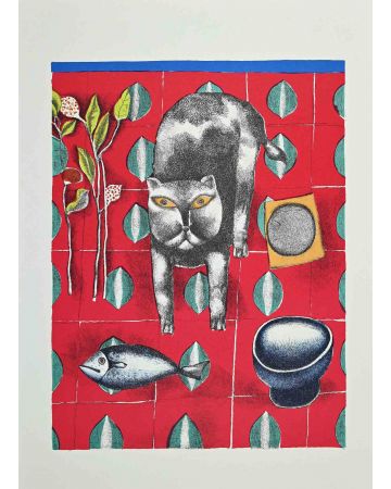 Franco Gentilini - Cat and Fish - Modern Artwork