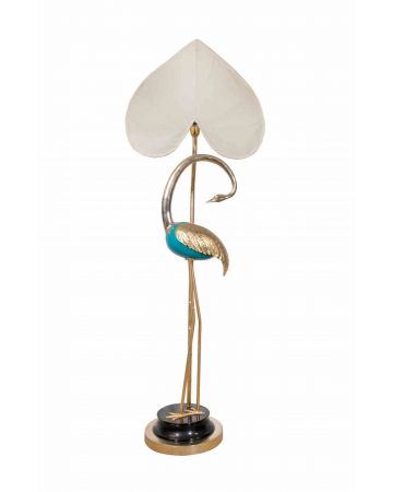 Vintage Flamingo Turquoise and Gold Lamp