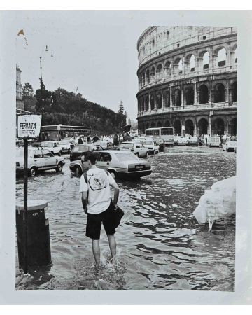 Downpour in Rome 1989 - Vintage Photograph