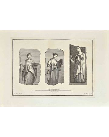 Three Roman Ladies, Antiquities of Hercolaneum - Giovanni Morghen - Old Master's Artwork