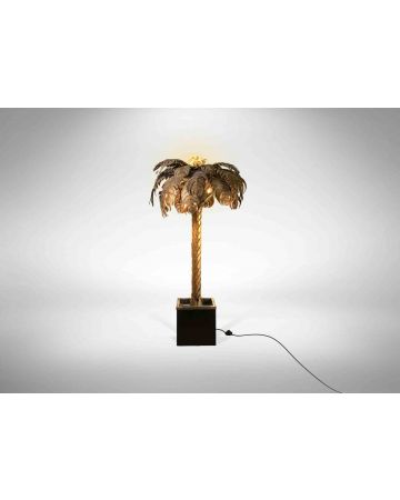 Vintage Palm Brass Lamp by Maison Jansen