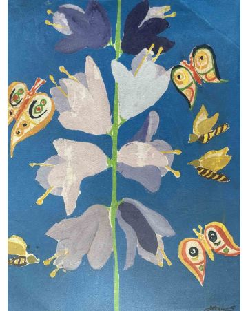 Claude Deschamps - Flowers and Butterflies - Contemporary Art 