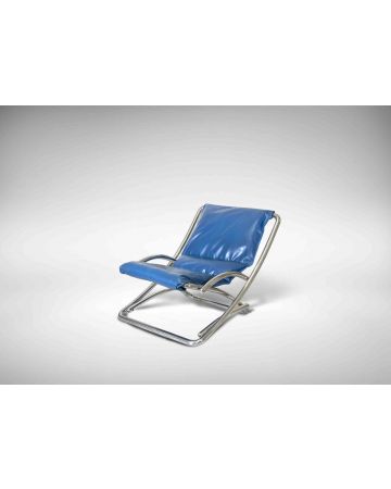 Folding Tubular Chromed Steel Deckchair - Design Furniture 
