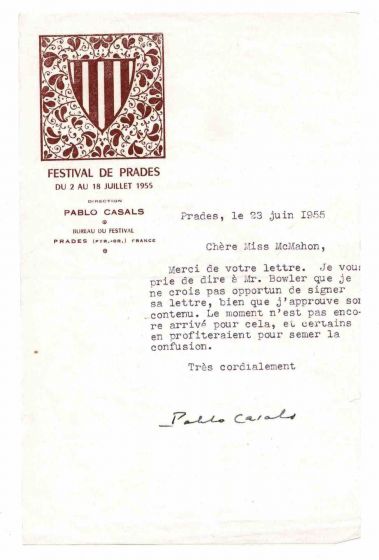 Typewritten Letter Signed by Pablo Casals 