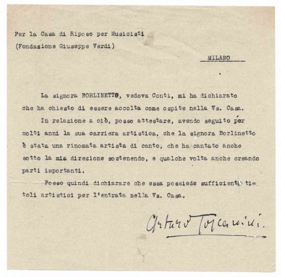 Typewritten Letter Signed by Arturo Toscanini