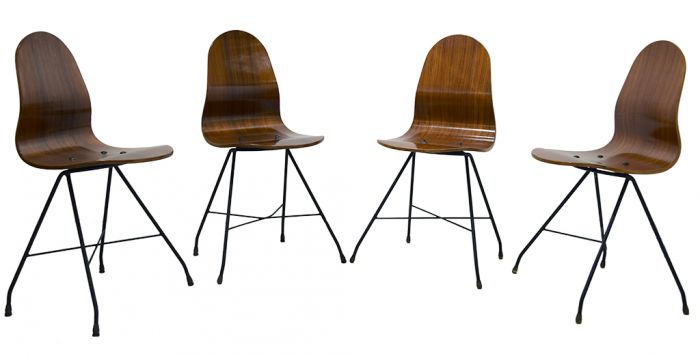 Four Vintage Wooden Chairs by Franco Campo, Carlo Graffi -  Design Furniture
