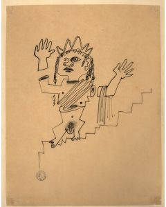 Jean Cocteau's China Ink From La Machine Infernale by Jean Cocteasu - Surrealist Artwork 