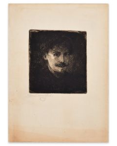 Face Of Young Man by Edmond Marie Gabriël Van Offel - Modern Artwork