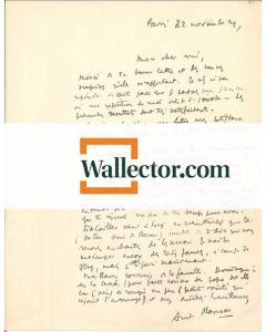 A. Masson, Autograph Letter Signed. Paris, 22 Nov.1949