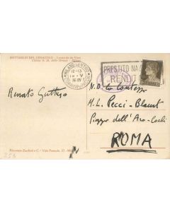 Autograph Postacard Signed by Renato Guttuso -Modern Art Manuscript