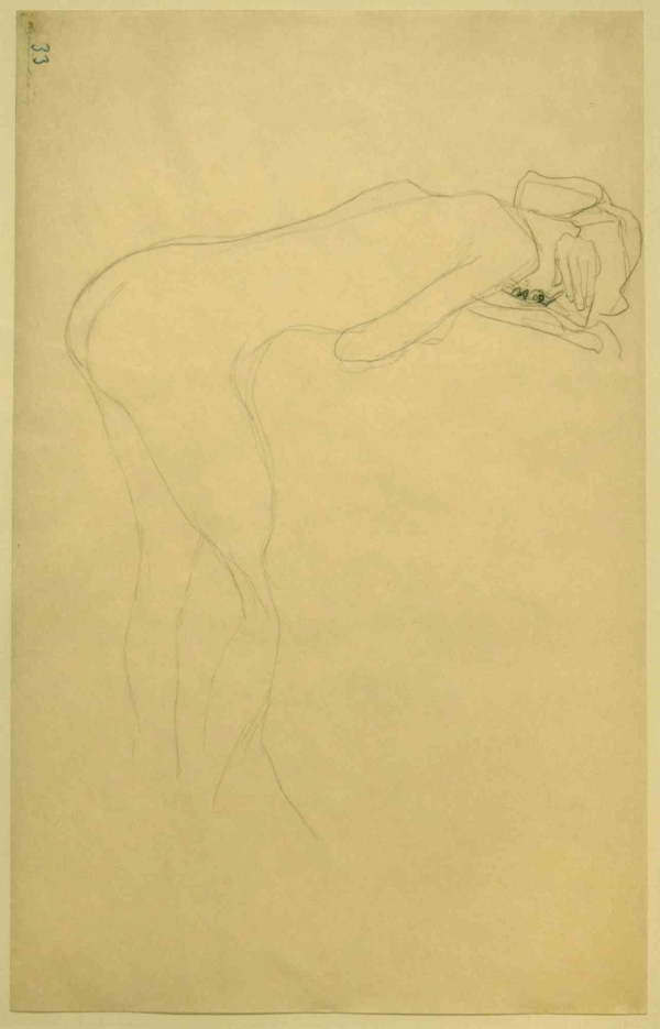 Gustav Klimt, Nude of Woman Reclyned On the Back of a Chair on the Right